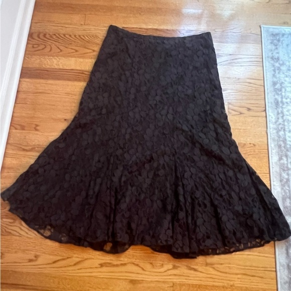 CHICO’S Black Floral Lace Goth Fairy Fit and Flare  Skirt Size 2 - Picture 3 of 4